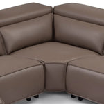 5 Seater Real Cow Leather Sofa with Power Recliner Adjustable Headrest Wooden Frame Corner Lounge - Furniture > Sofas >