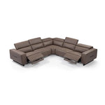 5 Seater Real Cow Leather Sofa with Power Recliner Adjustable Headrest Wooden Frame Corner Lounge - Furniture > Sofas >