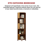 5-Shelf Corner Bookcase Industrial Bookshelf Display Storage Stand - Furniture > Office