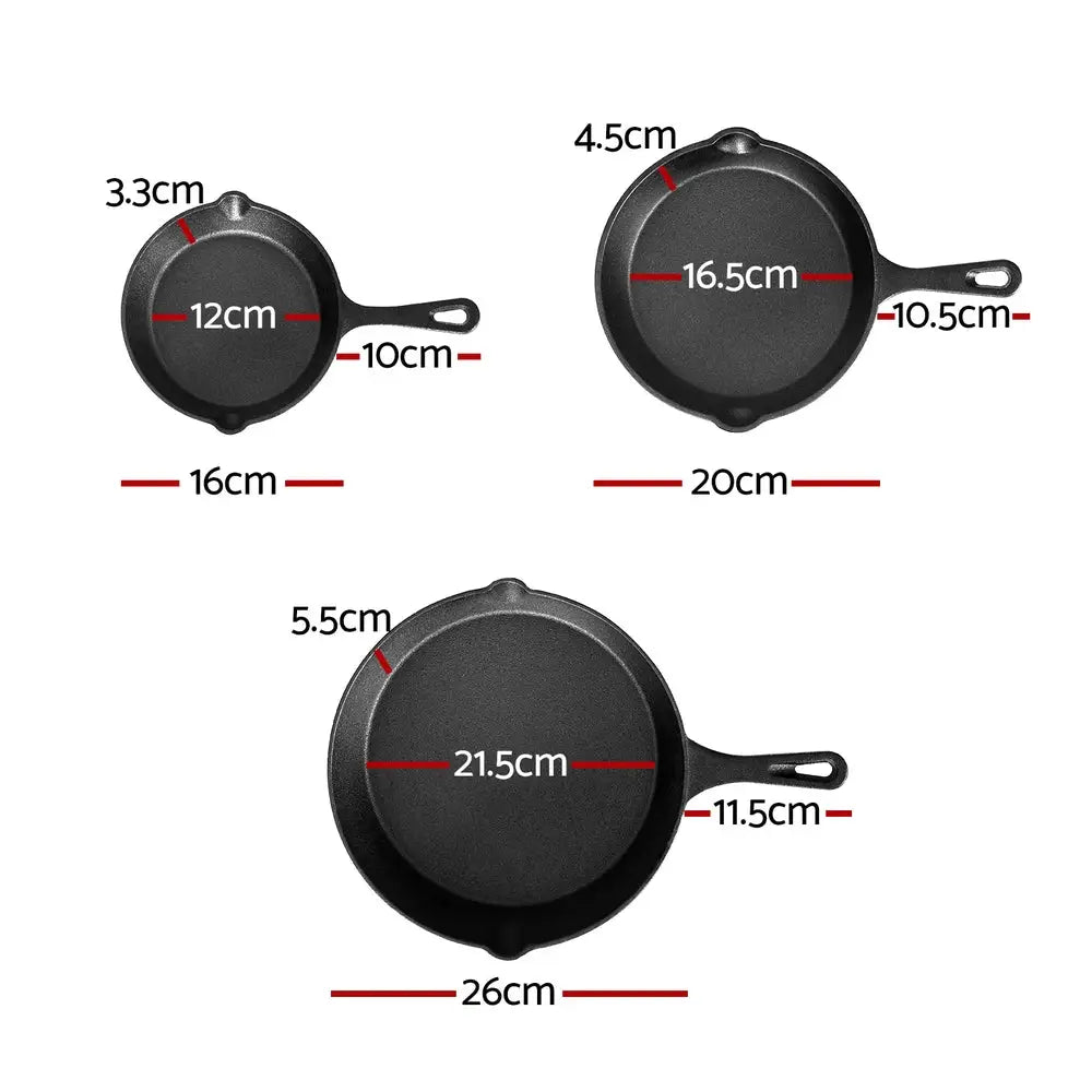 5-star chef Non Stick Frying Pan Cast Iron 3PCS - Home & Garden > Kitchenware