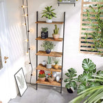 5-Tier Bookshelf Rack Rustic Brown and Black - Furniture > Living Room