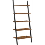 5-Tier Bookshelf Rack Rustic Brown and Black - Furniture > Living Room