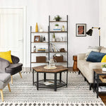 5-Tier Bookshelf Rack Rustic Brown and Black - Furniture > Living Room