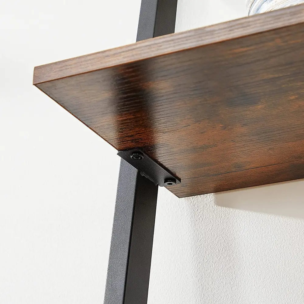 5-Tier Bookshelf Rack Rustic Brown and Black - Furniture > Living Room