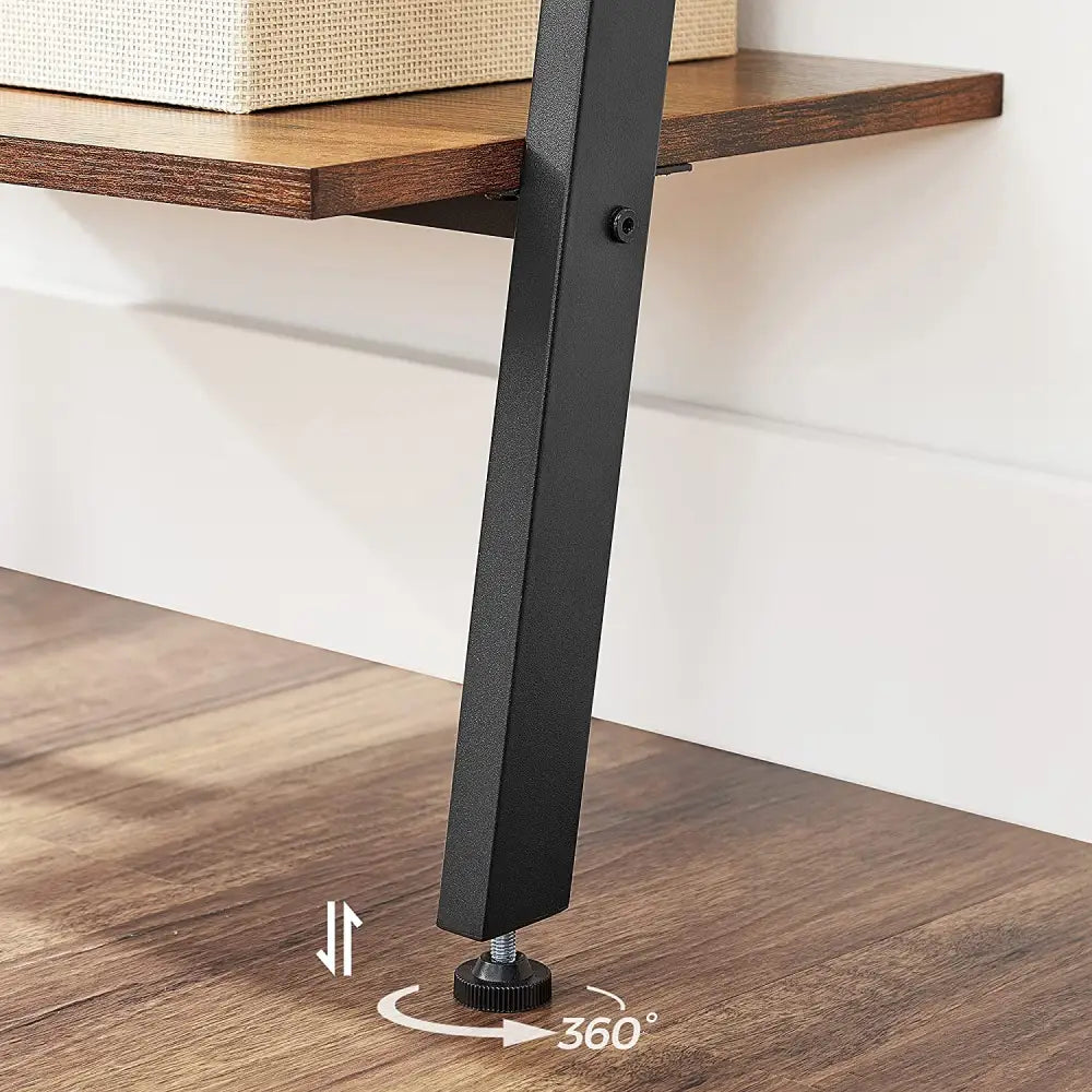 5-Tier Bookshelf Rack Rustic Brown and Black - Furniture > Living Room