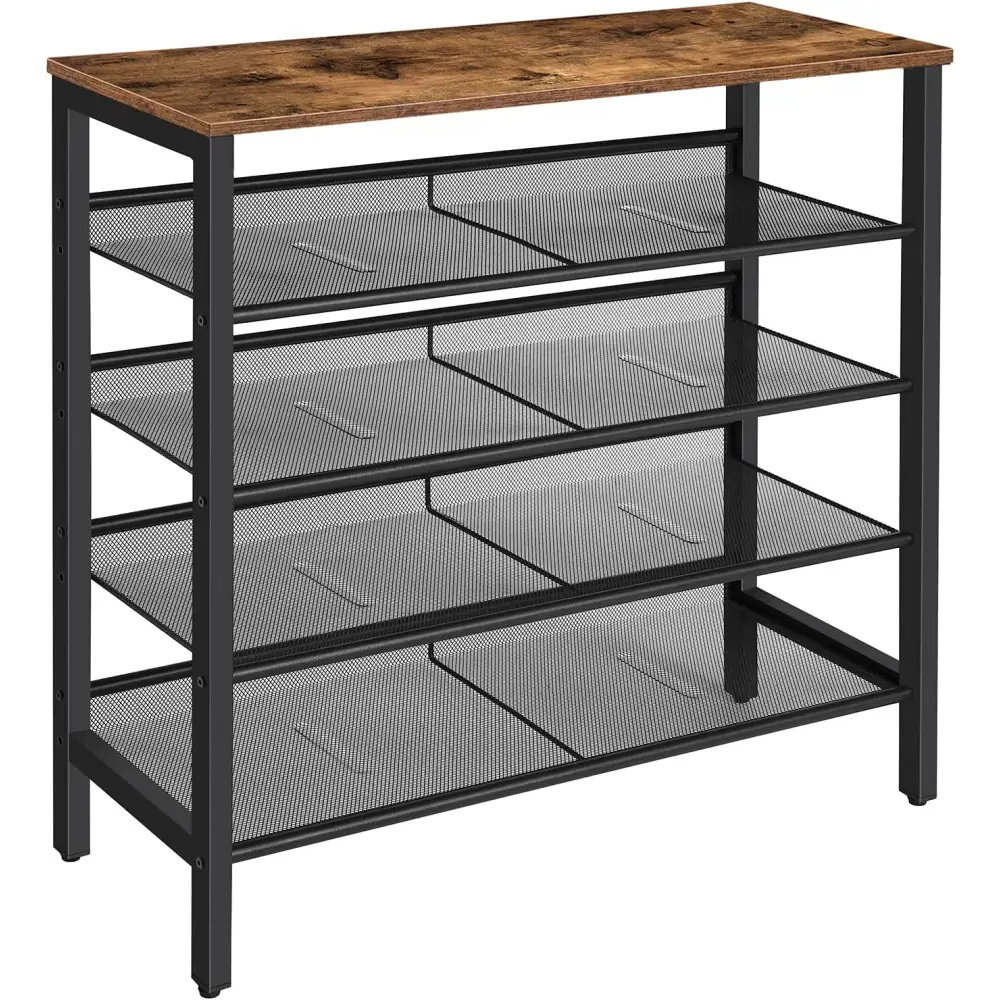 5-Tier Shoe Rack Industrial Shoe Organizer Storage Bench - Home & Garden > Decor