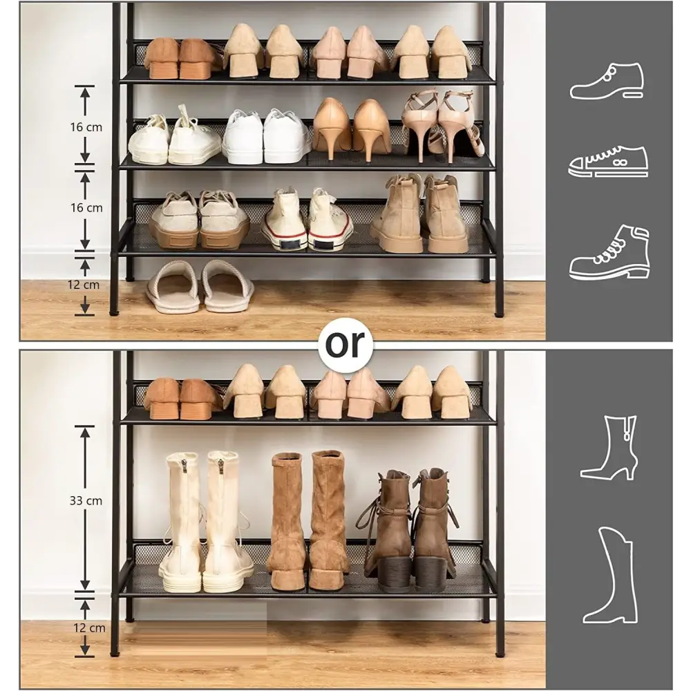 5-Tier Shoe Rack Industrial Shoe Organizer Storage Bench - Home & Garden > Decor