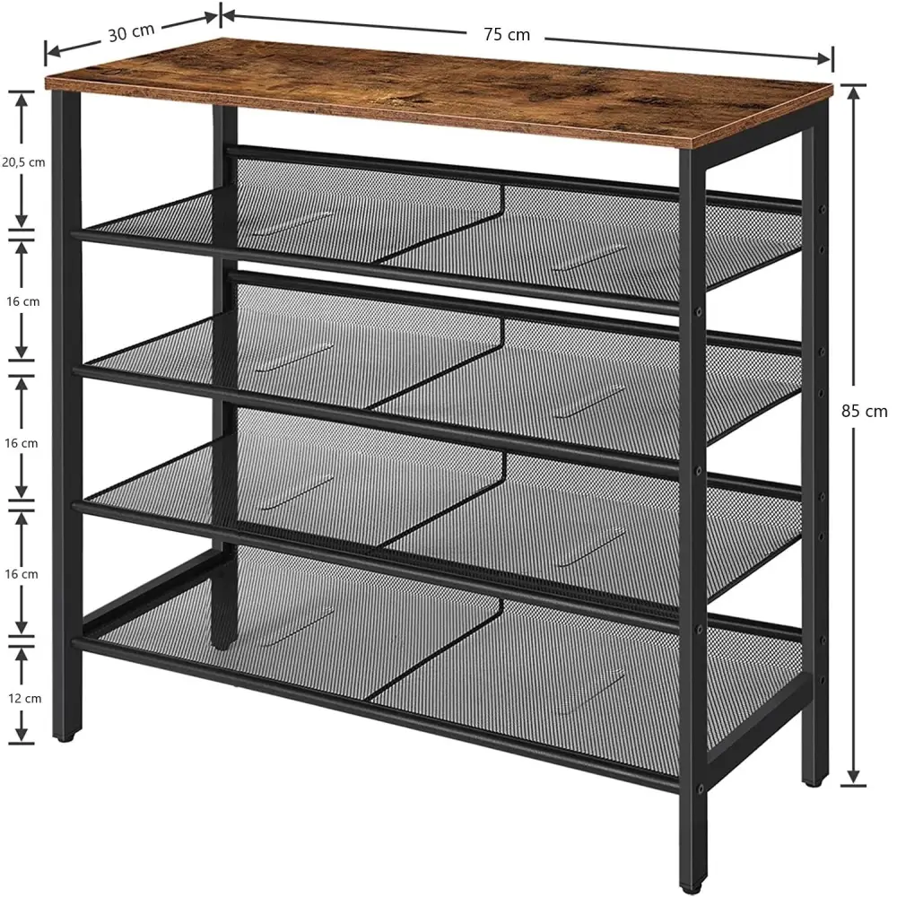 5-Tier Shoe Rack Industrial Shoe Organizer Storage Bench - Home & Garden > Decor