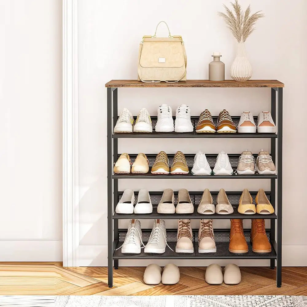 5-Tier Shoe Rack Industrial Shoe Organizer Storage Bench - Home & Garden > Decor