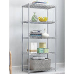 5 Tier Silver Metal Storage Rack Shelving Wire Shelf - Furniture > Office