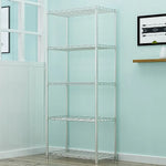 5 Tier Silver Metal Storage Rack Shelving Wire Shelf - Furniture > Office