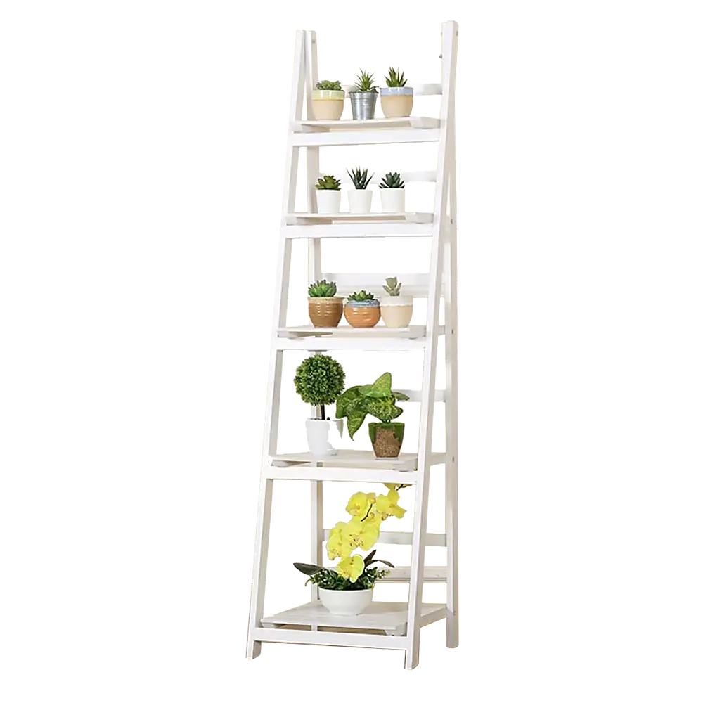 5 Tier Wooden Ladder Shelf Stand Storage Book Shelves Shelving Display Rack - Furniture > Office