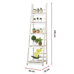 5 Tier Wooden Ladder Shelf Stand Storage Book Shelves Shelving Display Rack - Furniture > Office