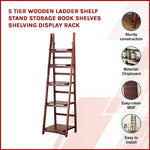 5 Tier Wooden Ladder Shelf Stand Storage Book Shelves Shelving Display Rack - Furniture > Office