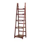 5 Tier Wooden Ladder Shelf Stand Storage Book Shelves Shelving Display Rack - Furniture > Office