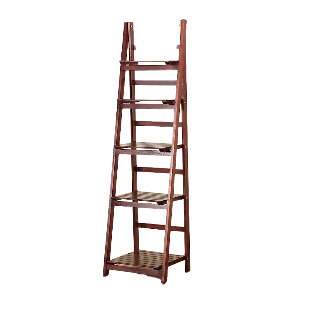 5 Tier Wooden Ladder Shelf Stand Storage Book Shelves Shelving Display Rack - Furniture > Office