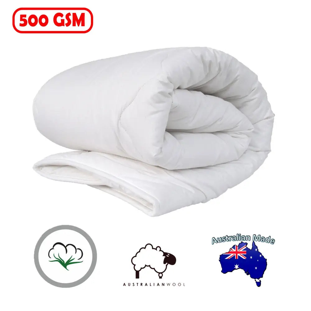 500GSM Australian Wool Quilt Cot Size - Home & Garden > Bedding
