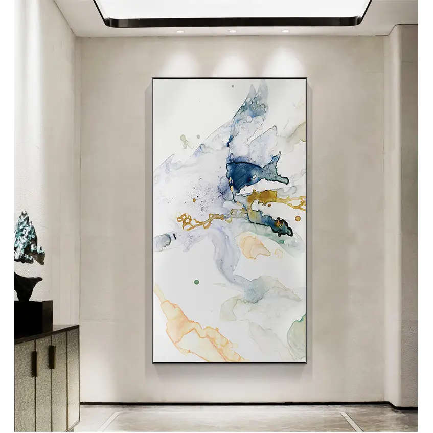 50cmx100cm Abstract Watercolour Style Black Frame Canvas Wall Art - Home & Garden > Wall Art