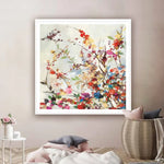 50cmx50cm Coming Spring Square Size White Frame Canvas Wall Art - Home & Garden > Wall Art