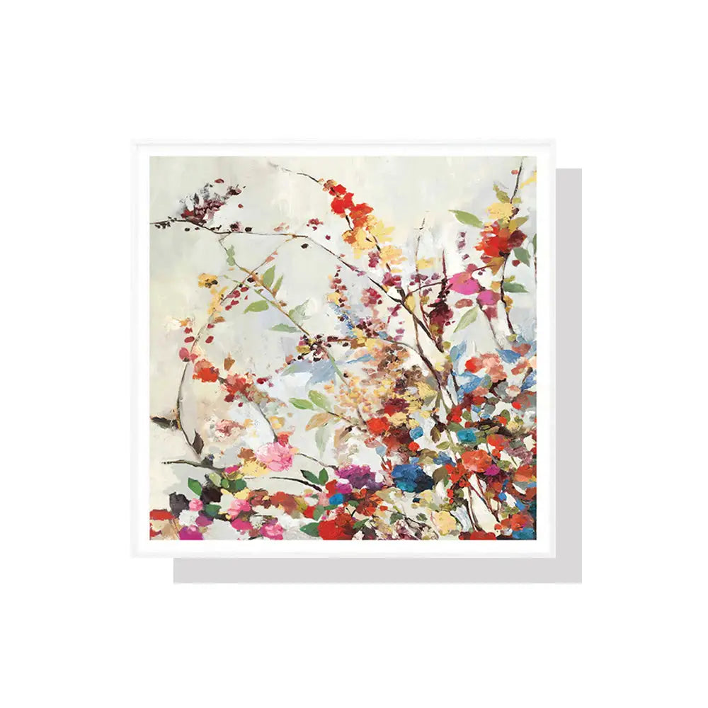 50cmx50cm Coming Spring Square Size White Frame Canvas Wall Art - Home & Garden > Wall Art