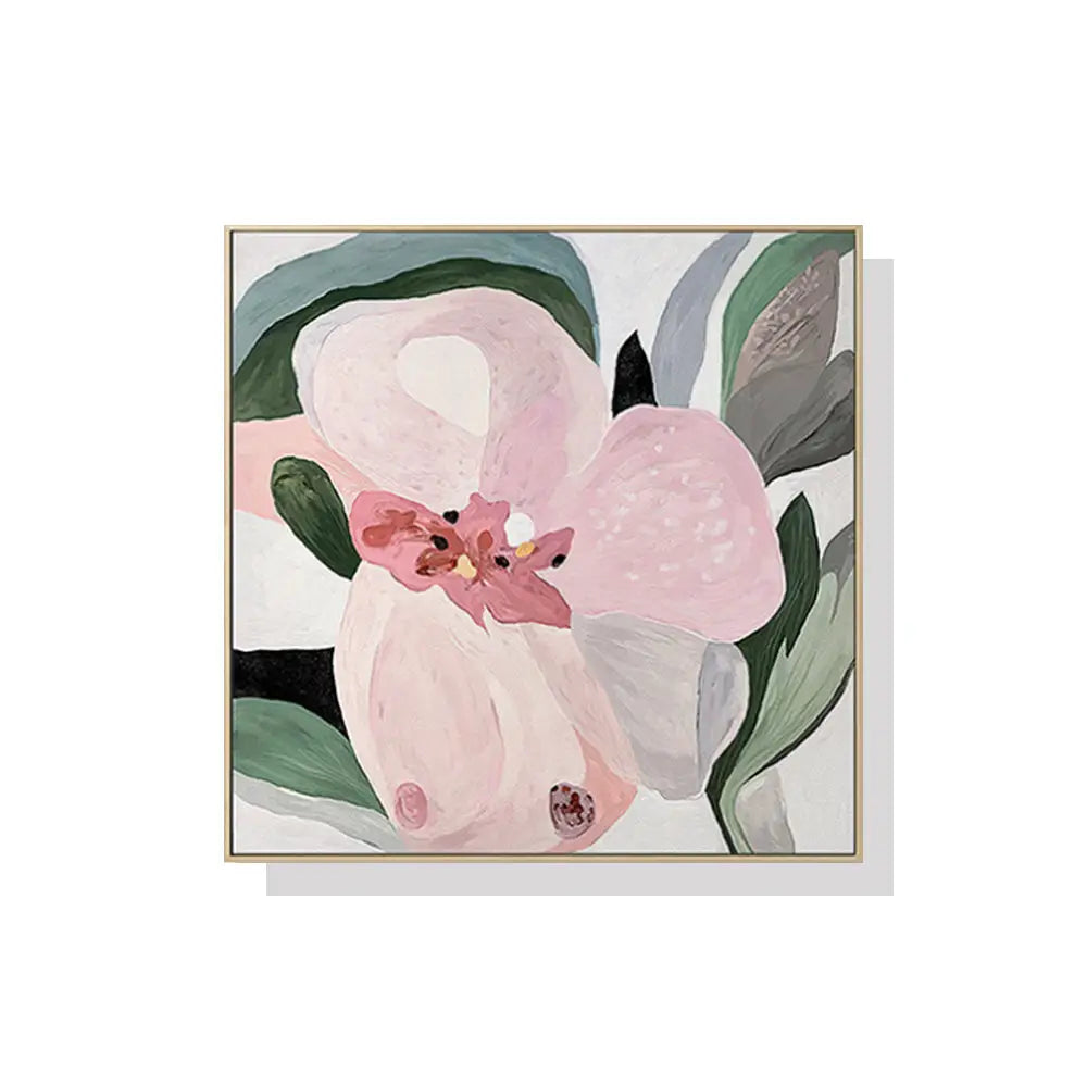 50cmx50cm Floral Hand Painting Style Wood Frame Canvas Wall Art - Home & Garden > Wall Art