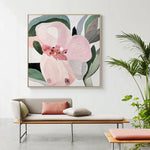 50cmx50cm Floral Hand Painting Style Wood Frame Canvas Wall Art - Home & Garden > Wall Art