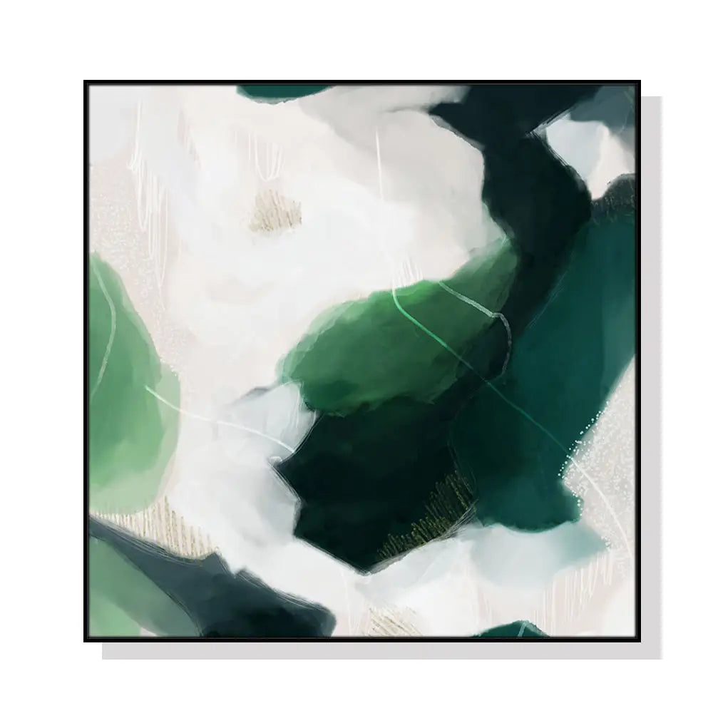 50cmx50cm French Abstract Green Black Frame Canvas Wall Art - Home & Garden > Wall Art