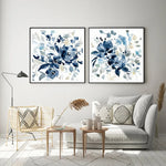 50cmx50cm Indigo Garden By Carol Robinson 2 Sets Black Frame Canvas Wall Art - Home & Garden > Wall Art