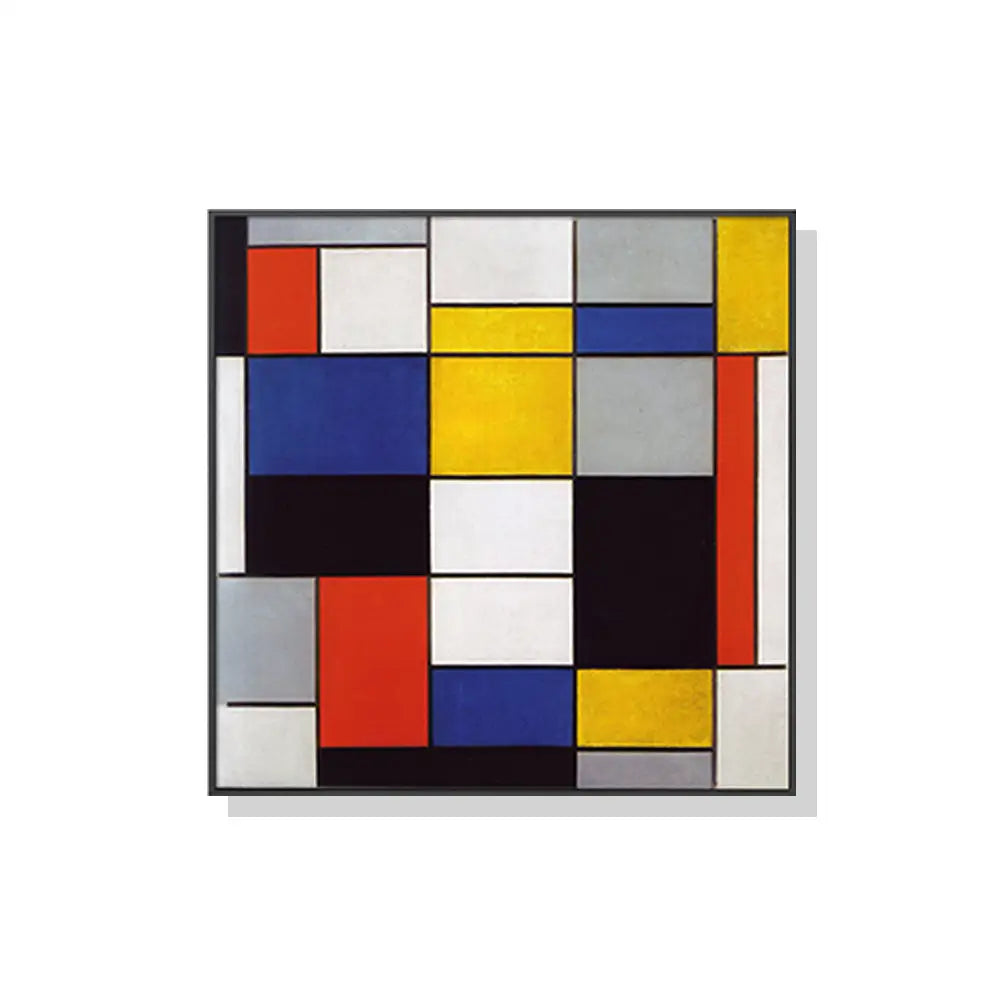 50cmx50cm Large Composition A By Piet Mondrian Black Frame Canvas Wall Art - Home & Garden > Wall Art