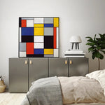50cmx50cm Large Composition A By Piet Mondrian Black Frame Canvas Wall Art - Home & Garden > Wall Art