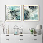 50cmx50cm Marbled Green 2 Sets Gold Frame Canvas Wall Art - Home & Garden > Wall Art