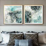 50cmx50cm Marbled Green 2 Sets Gold Frame Canvas Wall Art - Home & Garden > Wall Art