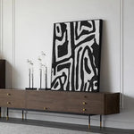 50cmx70cm Abstract Black Artwork Black Frame Canvas Wall Art - Home & Garden > Wall Art