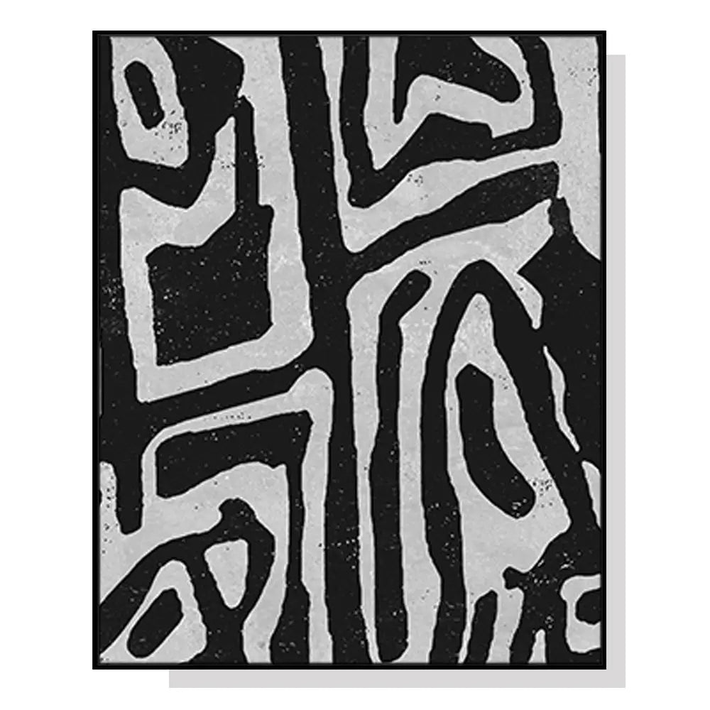 50cmx70cm Abstract Black Artwork Black Frame Canvas Wall Art - Home & Garden > Wall Art