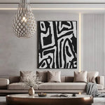 50cmx70cm Abstract Black Artwork Black Frame Canvas Wall Art - Home & Garden > Wall Art