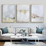 50cmx70cm Abstract golden white 3 Sets Gold Frame Canvas Wall Art - Home & Garden > Wall Art