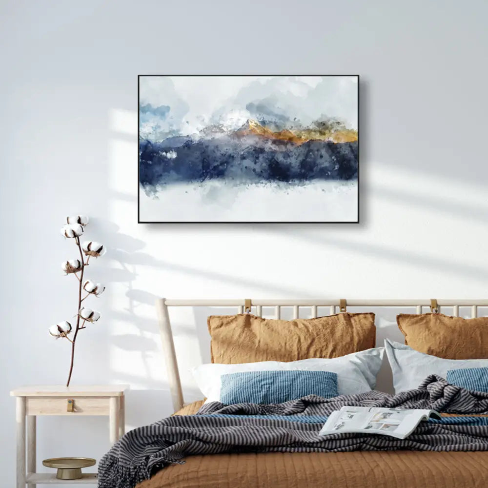 50cmx70cm Abstract Sunlight Mountains Black Frame Canvas Wall Art - Home & Garden > Wall Art