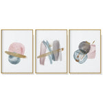 50cmx70cm Blush Pink Watercolor 3 Sets Gold Frame Canvas Wall Art - Home & Garden > Wall Art