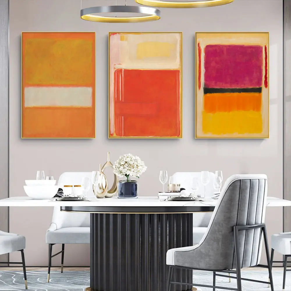 50cmx70cm Colourful 3 Sets By Mark Rothko Black Frame Canvas Wall Art - Home & Garden > Wall Art