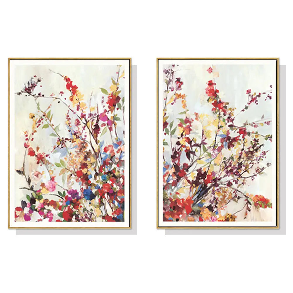 50cmx70cm Coming Spring 2 Sets Gold Frame Canvas Wall Art - Home & Garden > Wall Art