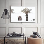 50cmx70cm European Palm Tree White Frame Canvas Wall Art - Home & Garden > Wall Art