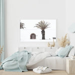 50cmx70cm European Palm Tree White Frame Canvas Wall Art - Home & Garden > Wall Art