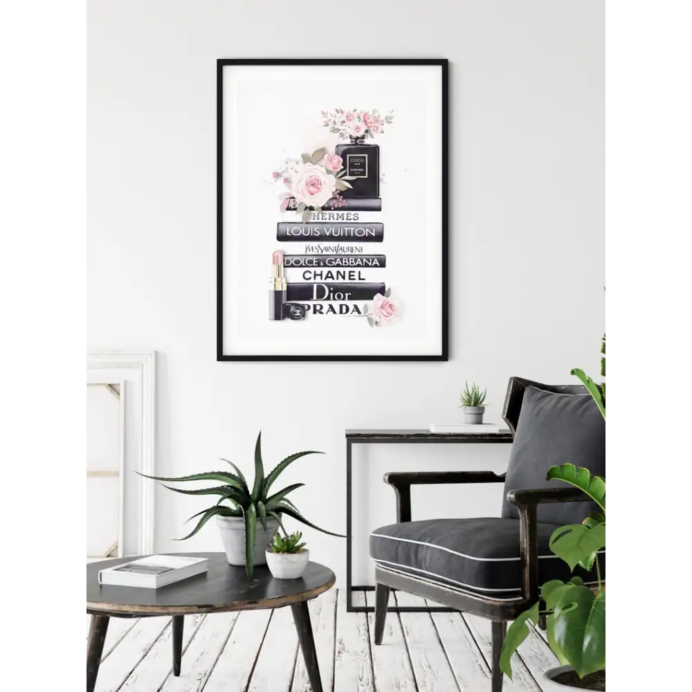 50cmx70cm Fashion Book Black Frame Canvas Wall Art - Home & Garden > Wall Art