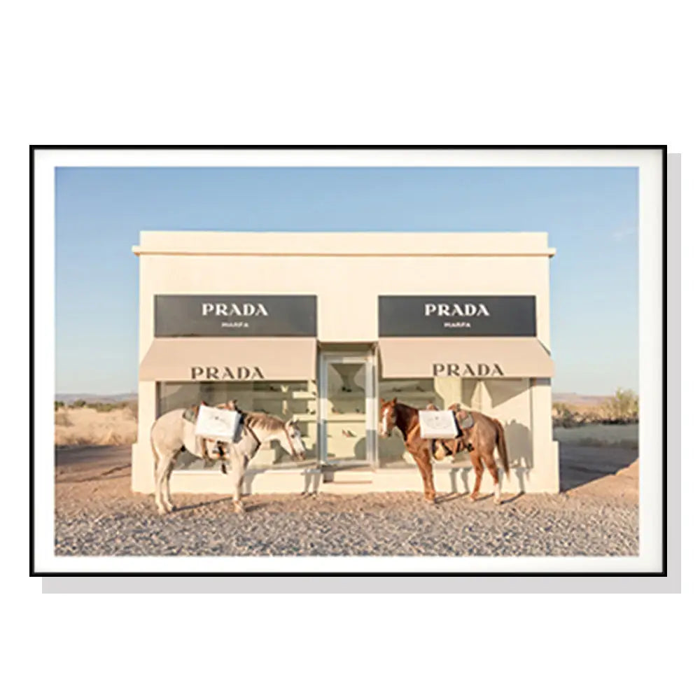 50cmx70cm Horses Fashion Black Frame Canvas Wall Art - Home & Garden > Wall Art