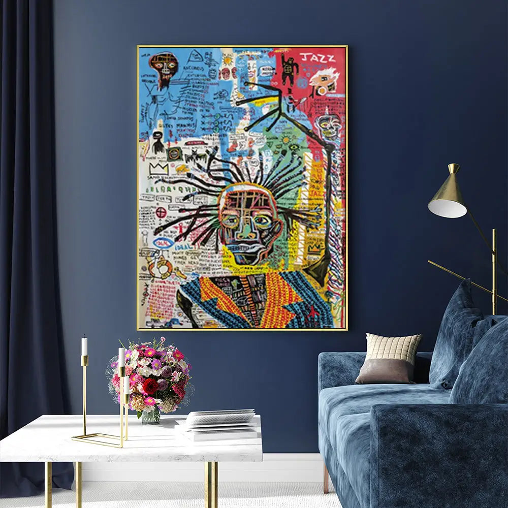 50cmx70cm Jazz Gold Frame Canvas Wall Art - Home & Garden > Wall Art