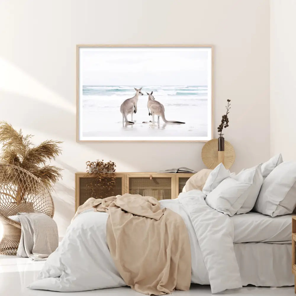50cmx70cm Kangaroo Wood Frame Canvas Wall Art - Home & Garden > Wall Art