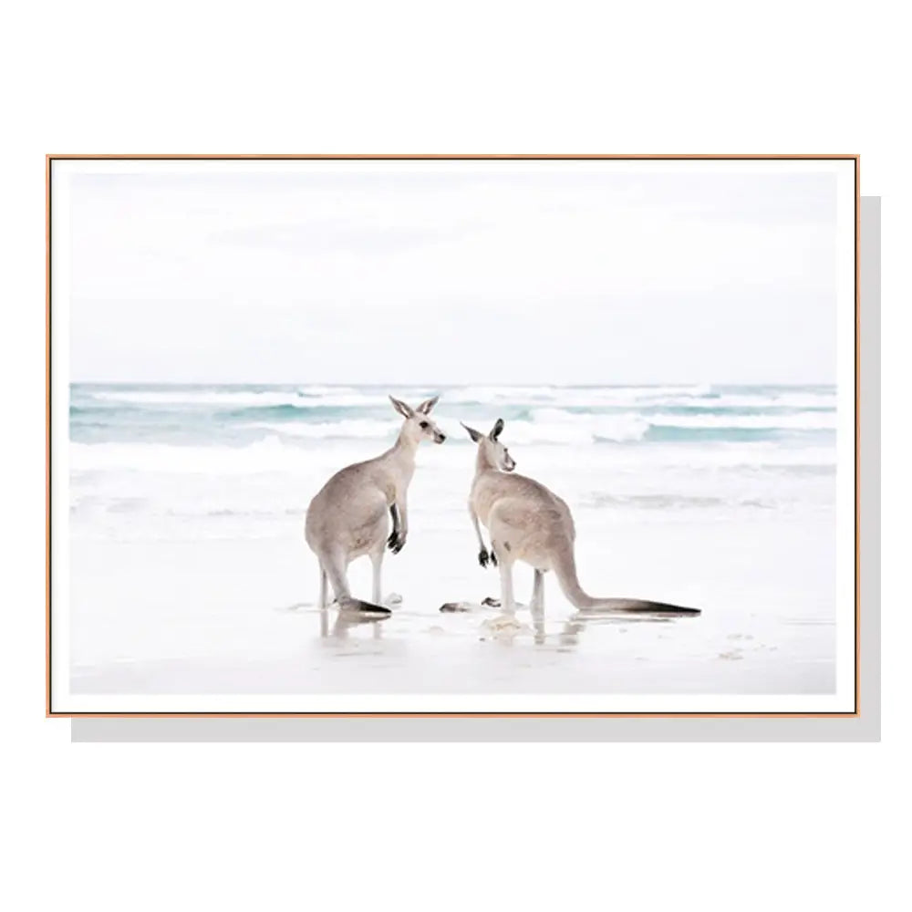 50cmx70cm Kangaroo Wood Frame Canvas Wall Art - Home & Garden > Wall Art