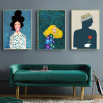 50cmx70cm Modern Figure 3 Sets Gold Frame Canvas Wall Art - Home & Garden > Wall Art