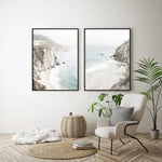 50cmx70cm Mountain Beach 2 Sets Black Frame Canvas Wall Art - Home & Garden > Wall Art