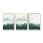 50cmx70cm Mystical Forest 3 Sets Gold Frame Canvas Wall Art - Home & Garden > Wall Art